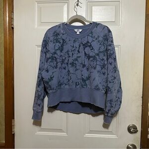 Joy Lab Hi Lo Distressed Color Sweatshirt‎ Size Medium Blue Cropped